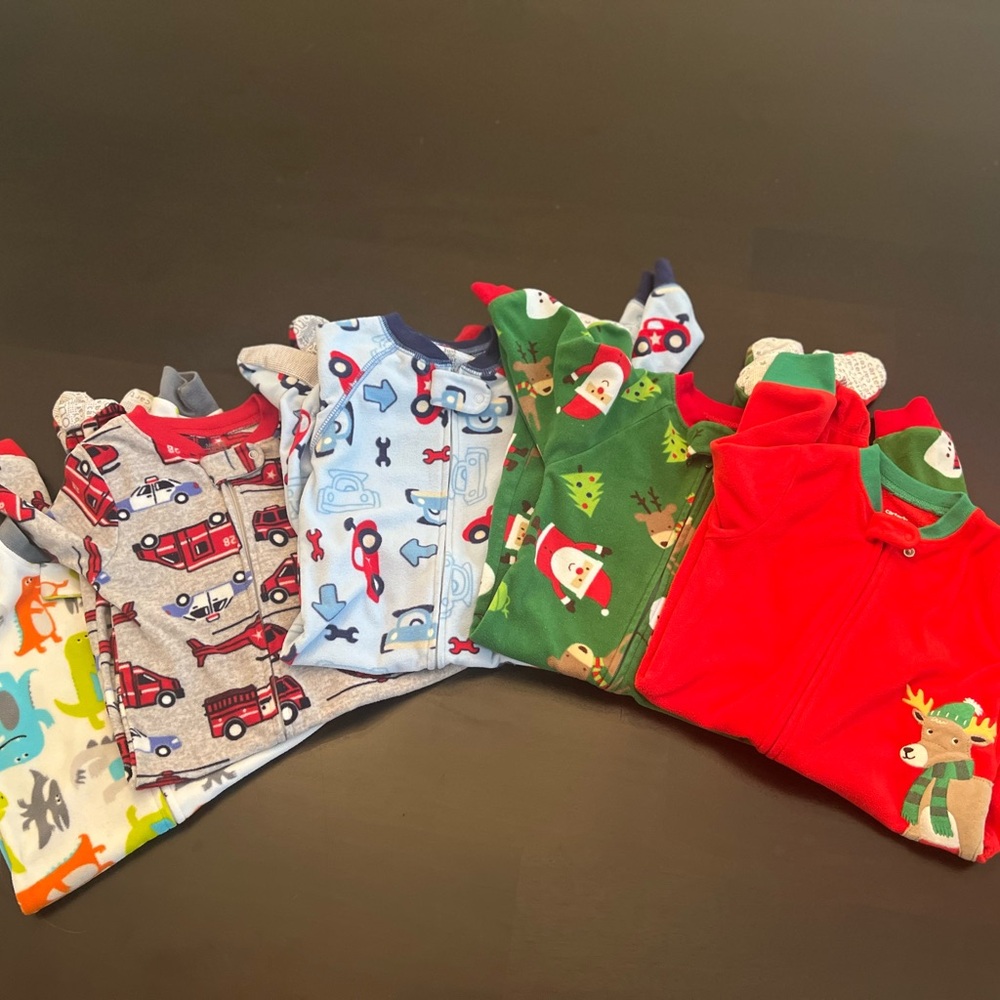 LOT 5 Carters Fleece Zip Pajamas size 12mo